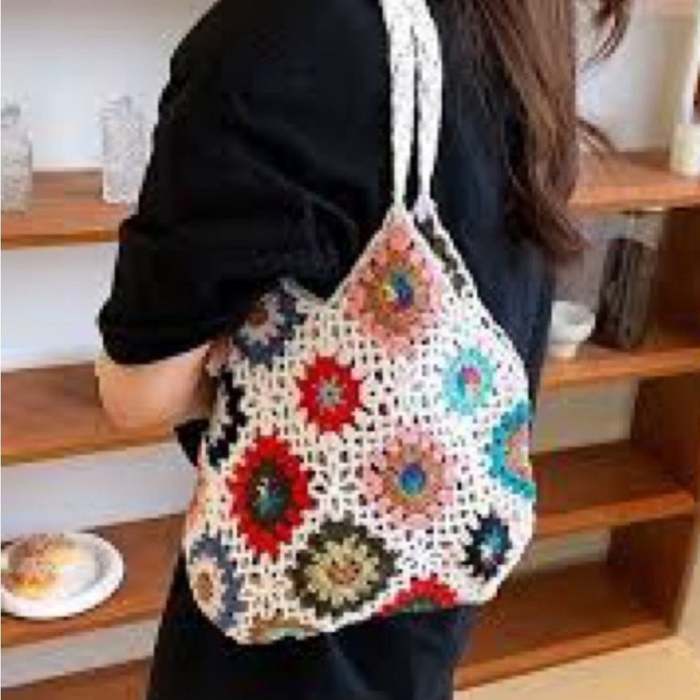 Granny Square Colorful Crochet Bag